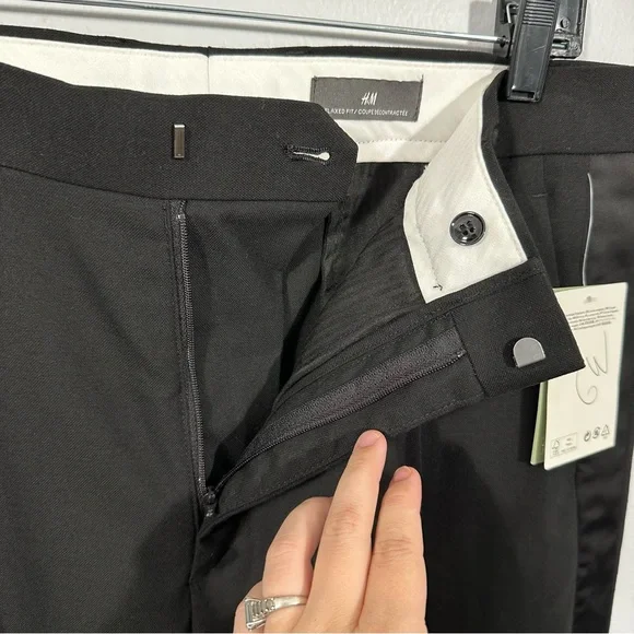 NWT H&M Relaxed Fit Mens Black Dress Pants Size 36R